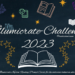 Illumicrate-Challenge 8 Bild mit dunklem Hintergrund, vielen Büchermotiven, Sternen und Text "Illumicrate Challenge 2023"
